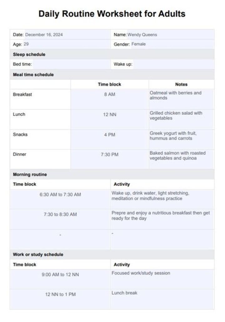 Daily Routine Worksheet for Adults PDF: Boost Productivity & Balance