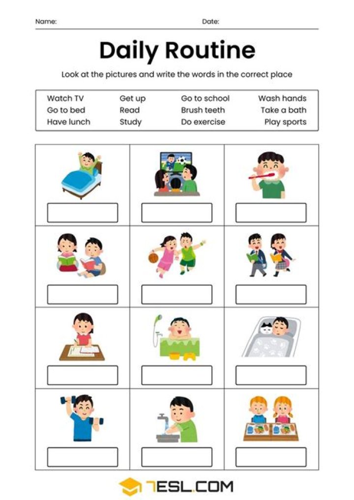 Daily Routine Worksheet for Kindergarten PDF – Printable Routine Activity Sheets