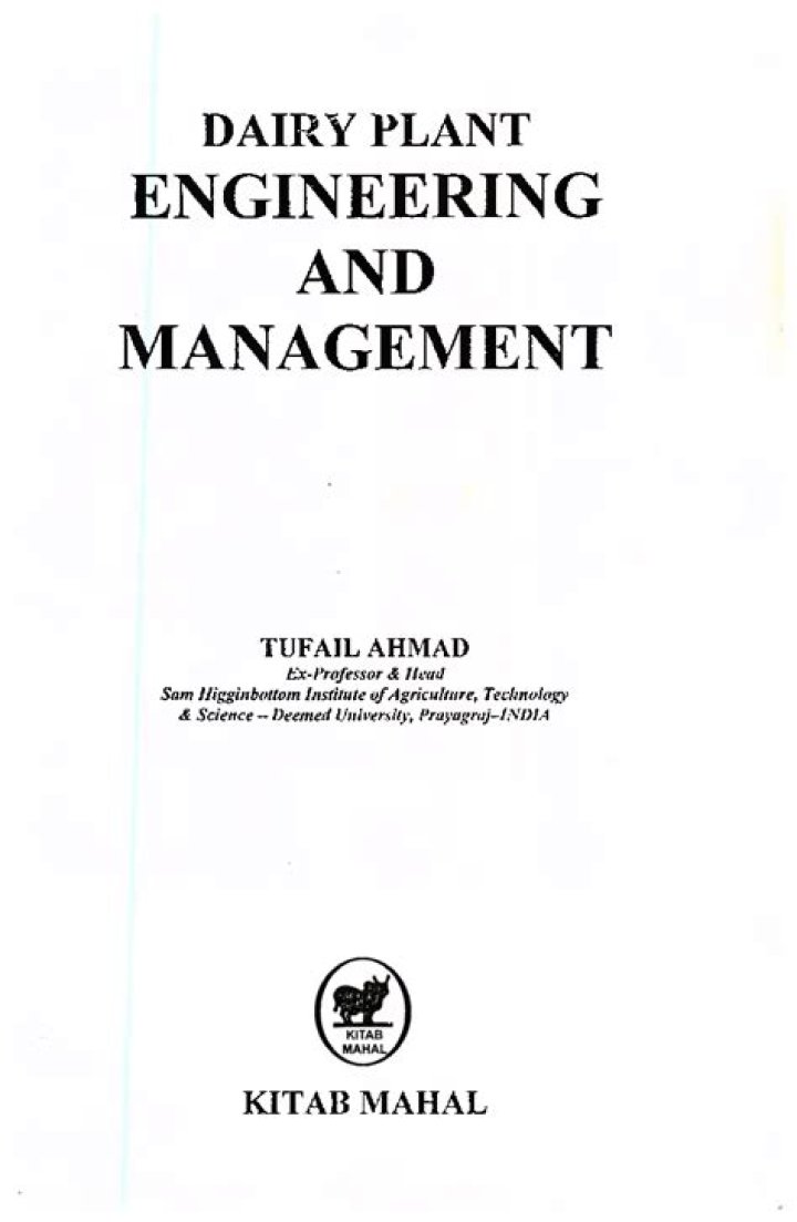 Comprehensive Guide to Dairy Plant Engineering and Management PDF