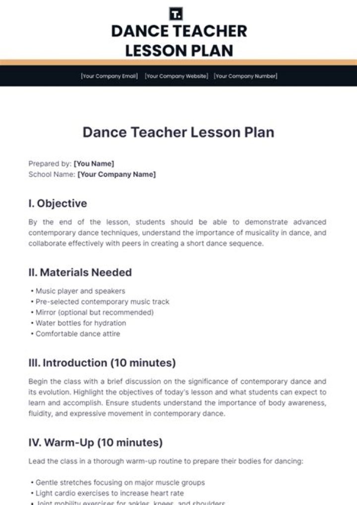 Free Dance Lesson Plans PDF for All Skill Levels
