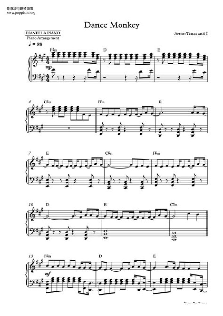 Dance Monkey Sheet Music PDF – Play Now