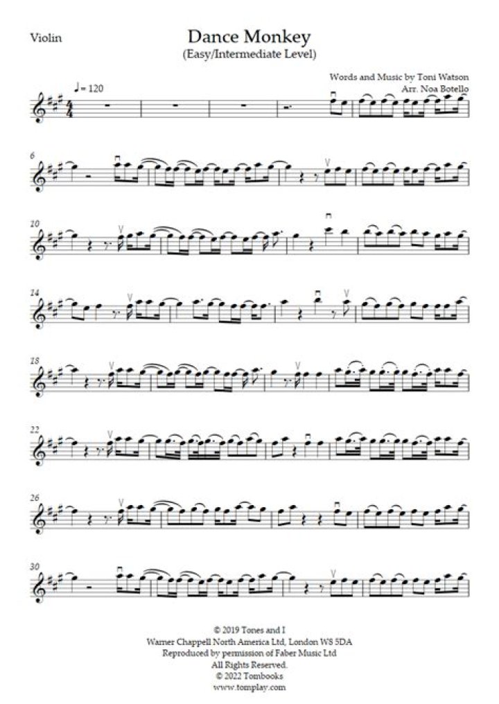 Dance Monkey Violin Sheet Music PDF Free – Download Now