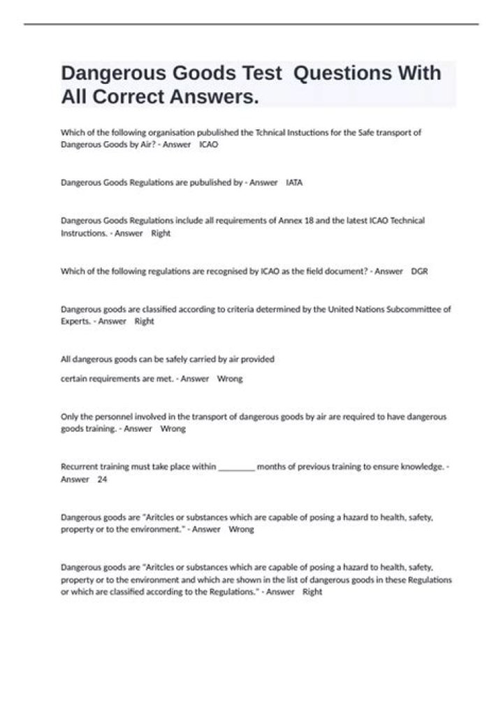 Dangerous Goods Test Questions & Answers PDF – Essential Passage Guide