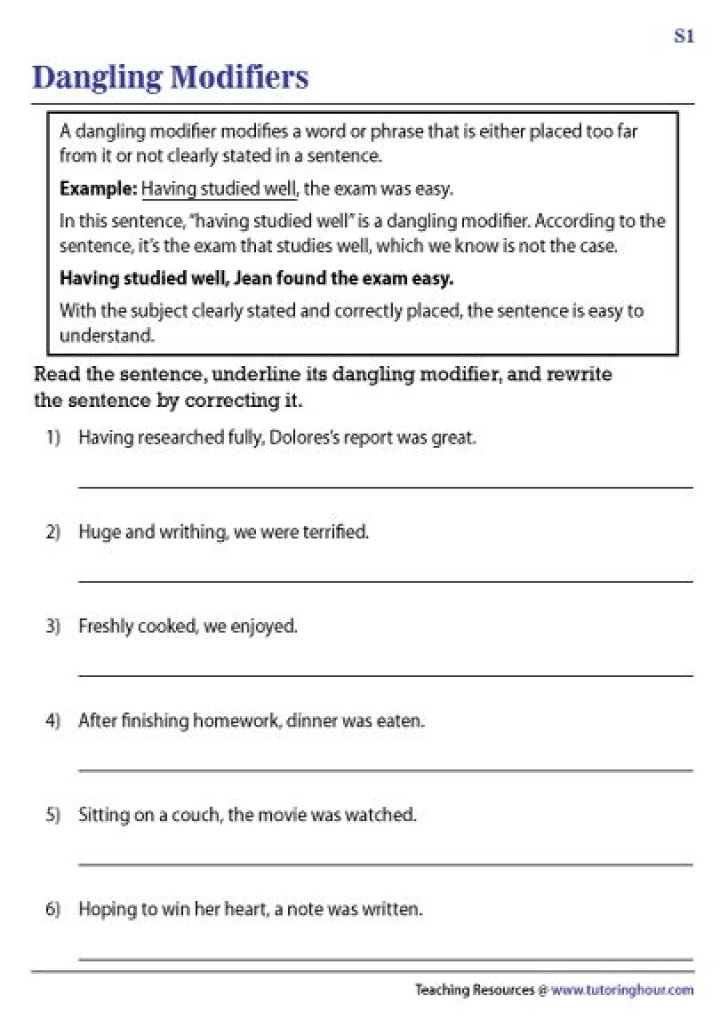 Dangling Modifiers Exercises with Answers PDF – Master Grammar Fast