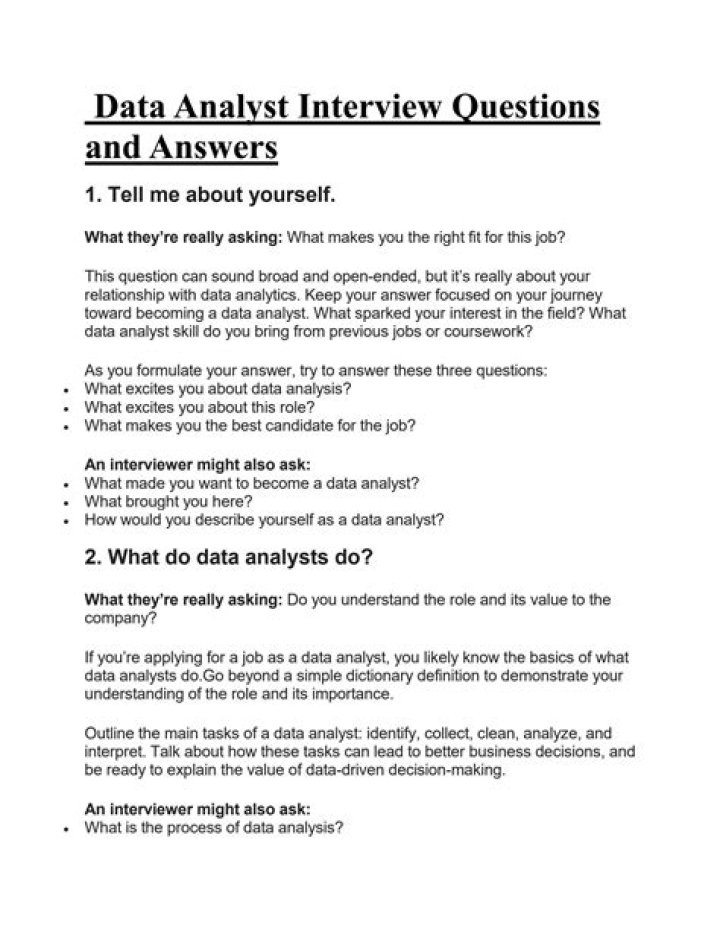 Data Analyst Job Interview Questions and Answers PDF