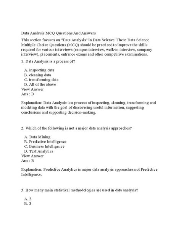 Data Analytics Multiple Choice Questions & Answers PDF – Instant Download