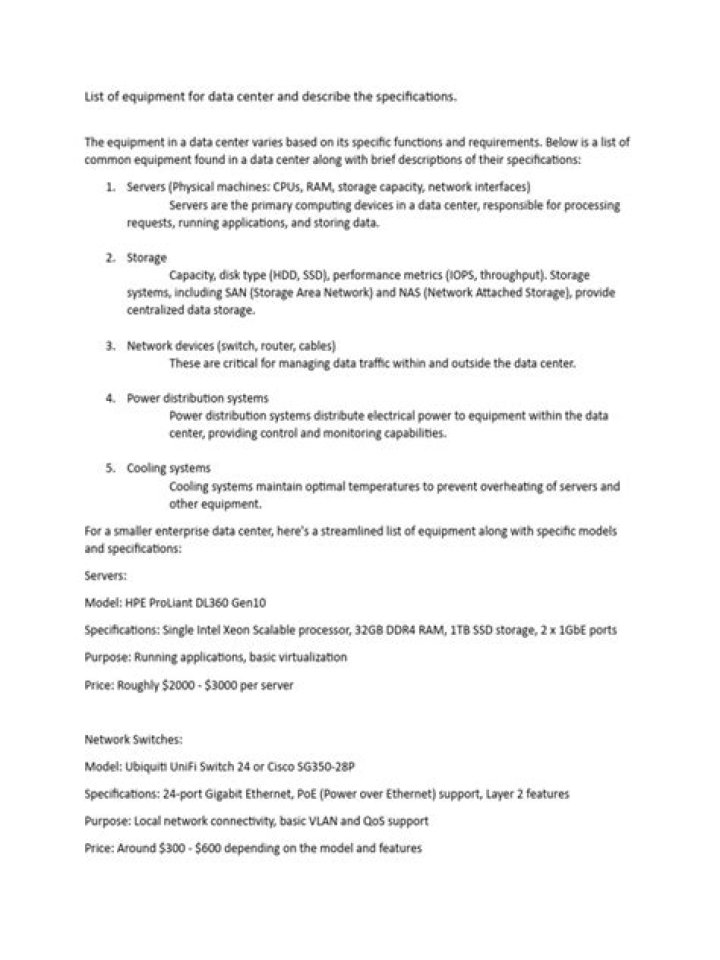 Comprehensive Data Center Equipment List PDF for Efficient Management