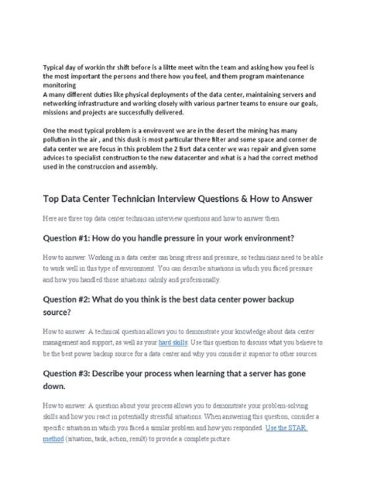 Data Center Technician Interview Questions & Answers PDF Guide