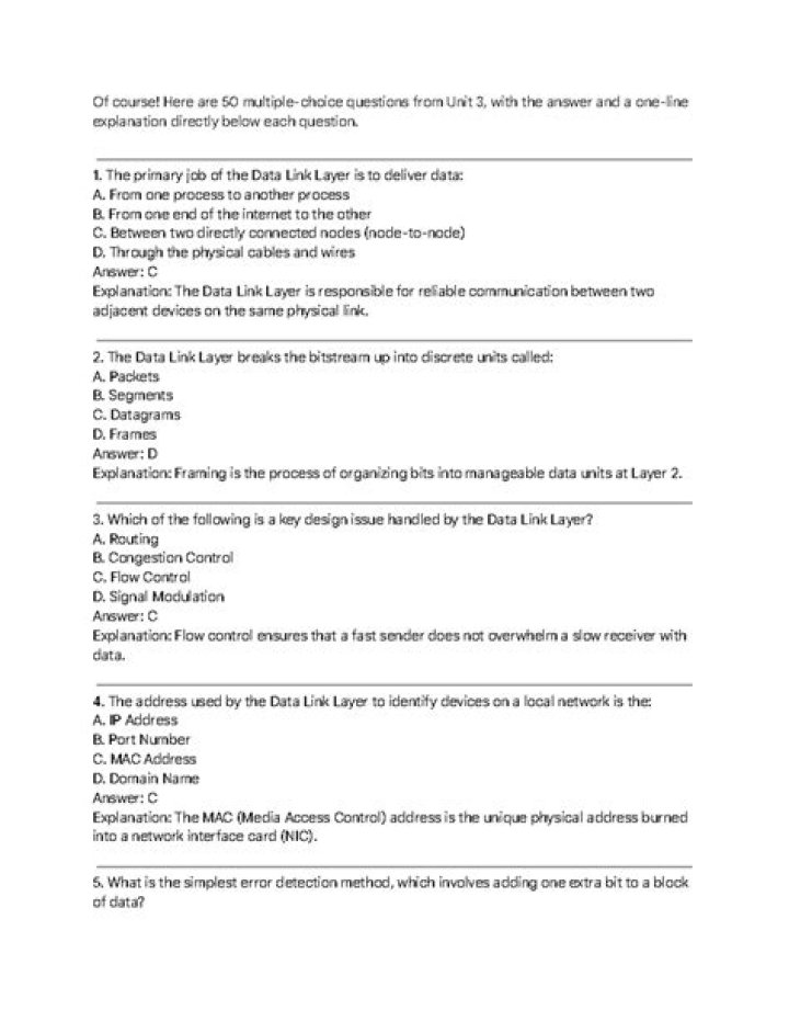 Data Link Layer Questions & Answers PDF: Expert Study Guide