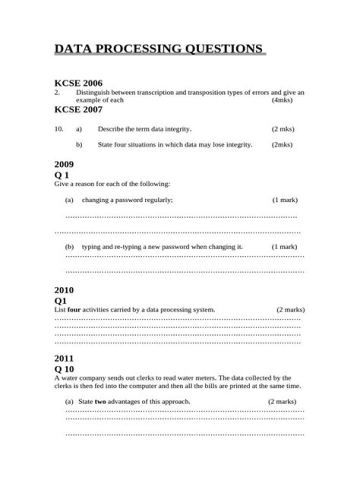 Data Processing Questions and Answers PDF: Expert Guide