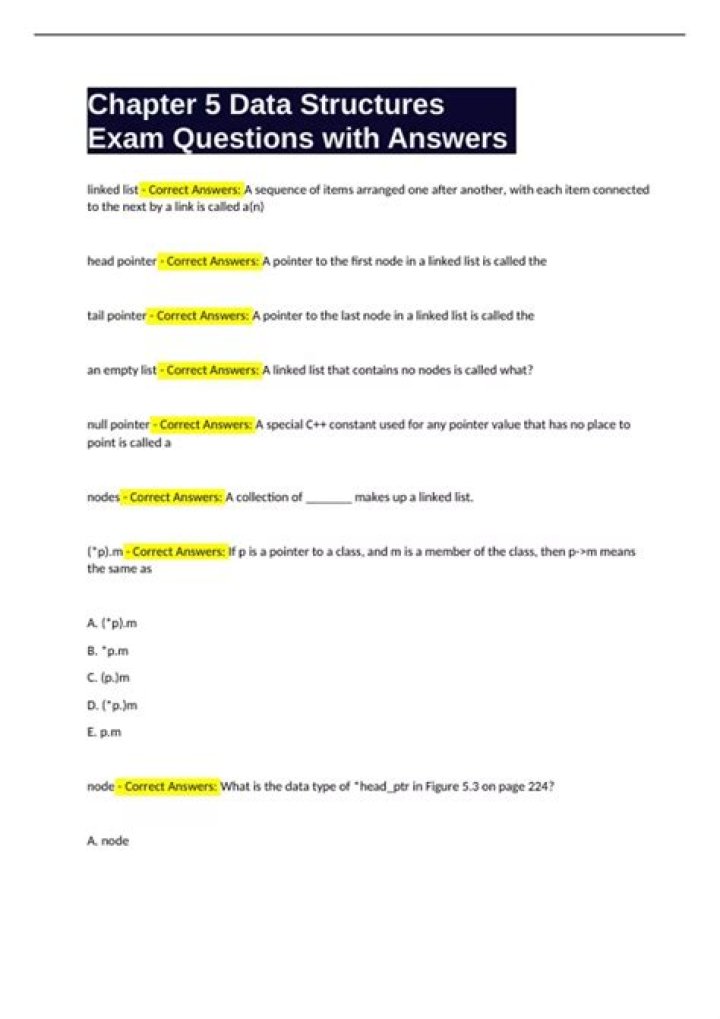 Data Structures Exam Questions & Answers PDF: Master Algorithms & Structures