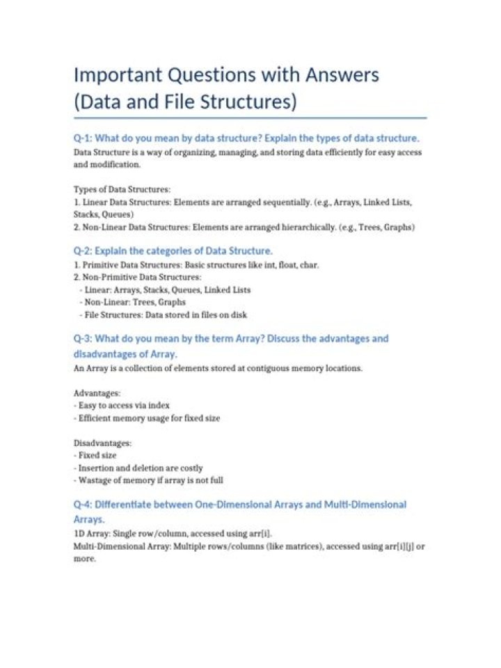 Data Structures Important Questions and Answers PDF Download