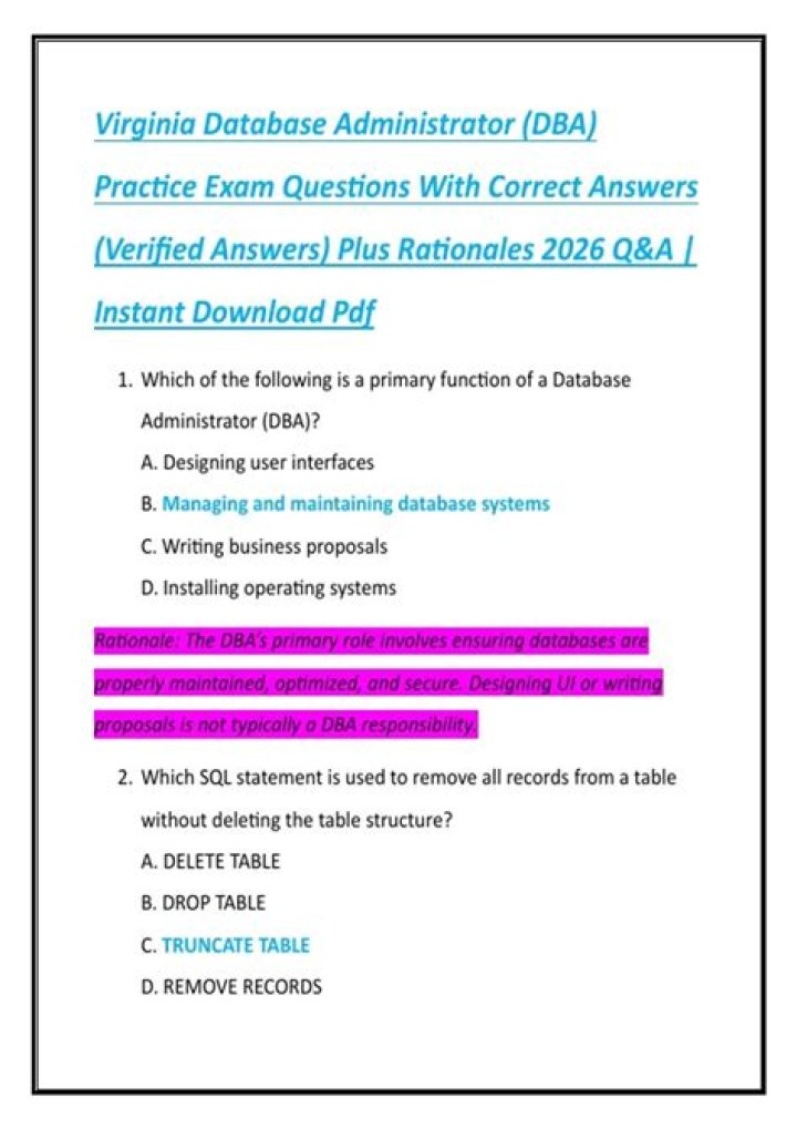 Database Administrator Questions & Answers PDF: Expert Guide