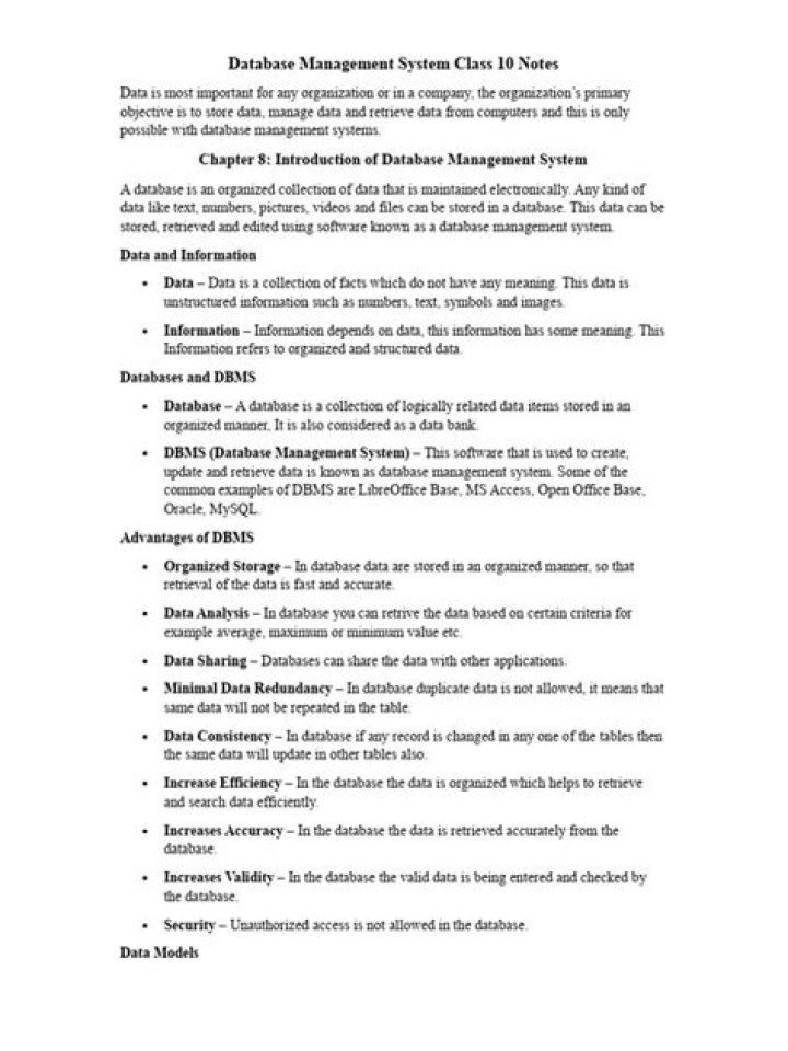 Comprehensive Database Management Notes PDF Guide