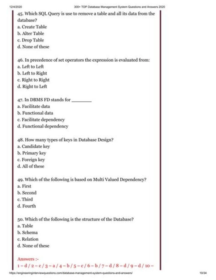 Database Management System Exam Questions & Answers PDF – Practice Test