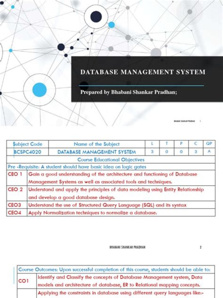 Database Management System Notes PDF – Free Download