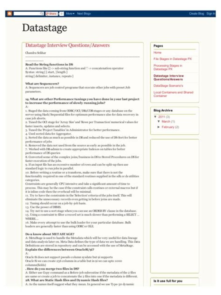 Datastage Interview Questions Scenario with Answers PDF