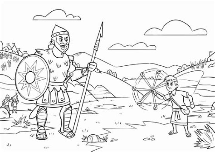David and Goliath Coloring Sheet PDF – Free Printable Drawing Activity