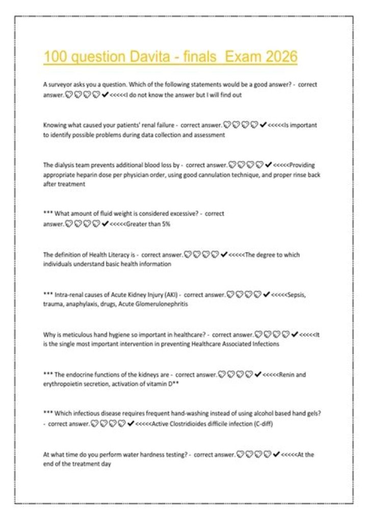 Free Davita 100 Question Test PDF - Download Now