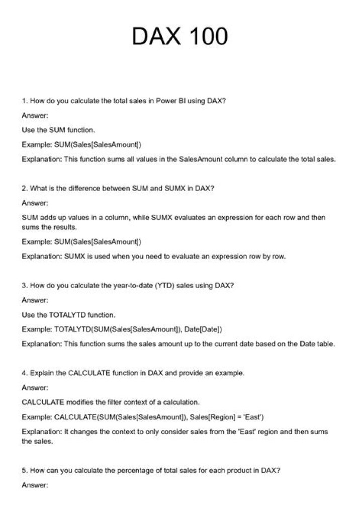 DAX Interview Questions and Answers PDF – Expert Guide