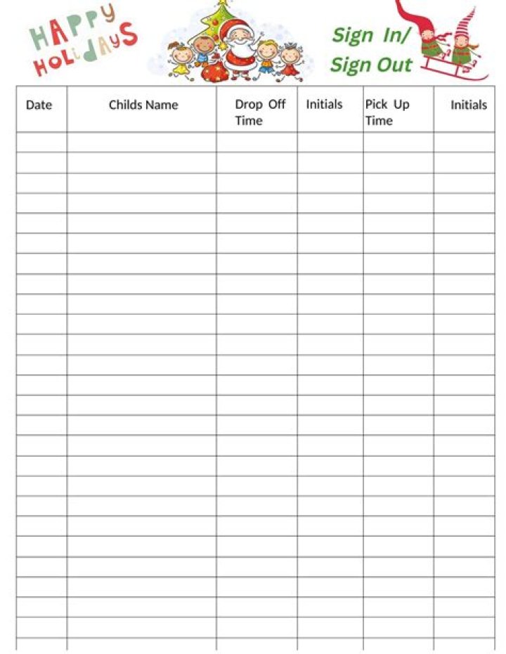 Free Download: Daycare Sign-In & Out Sheet PDF