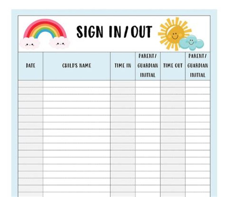 Daily Daycare Sign-In & Out Sheet PDF for Smooth Drop-Offs