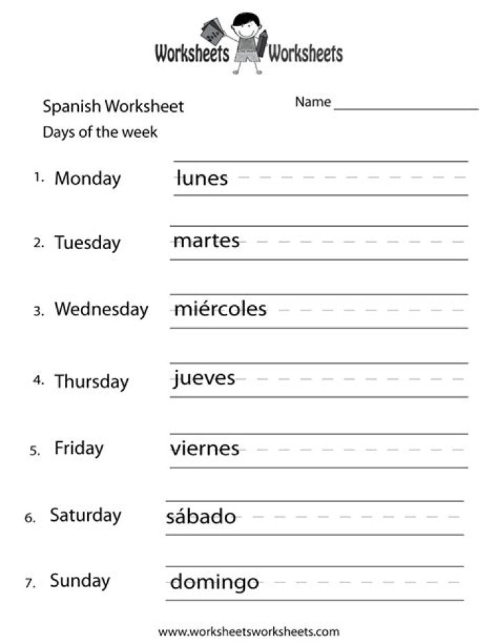 Días de la Semana en Español – Worksheet PDF para Aprender