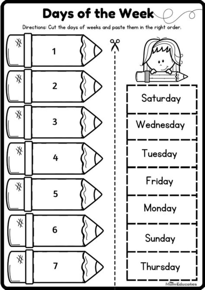 Free Days of the Week Worksheets for Kindergarten PDF – Printable Practice Sheets