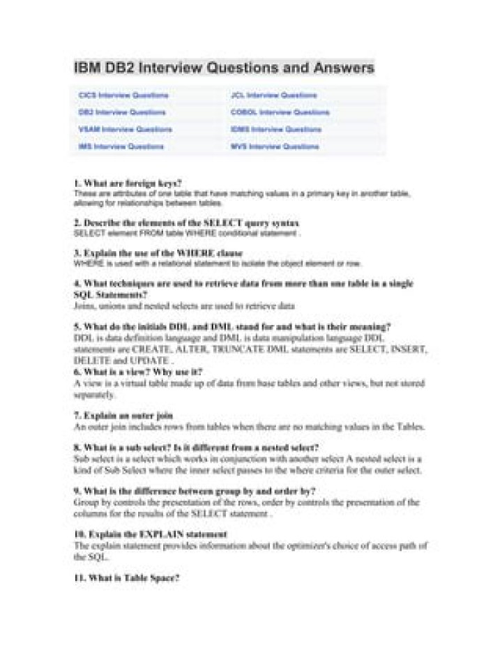 DB2 Interview Questions & Answers PDF for Success