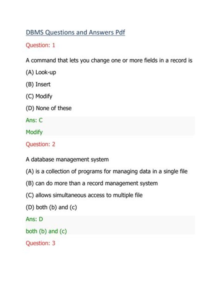 DBMS Questions & Answers PDF: Expert Exam Prep Guide