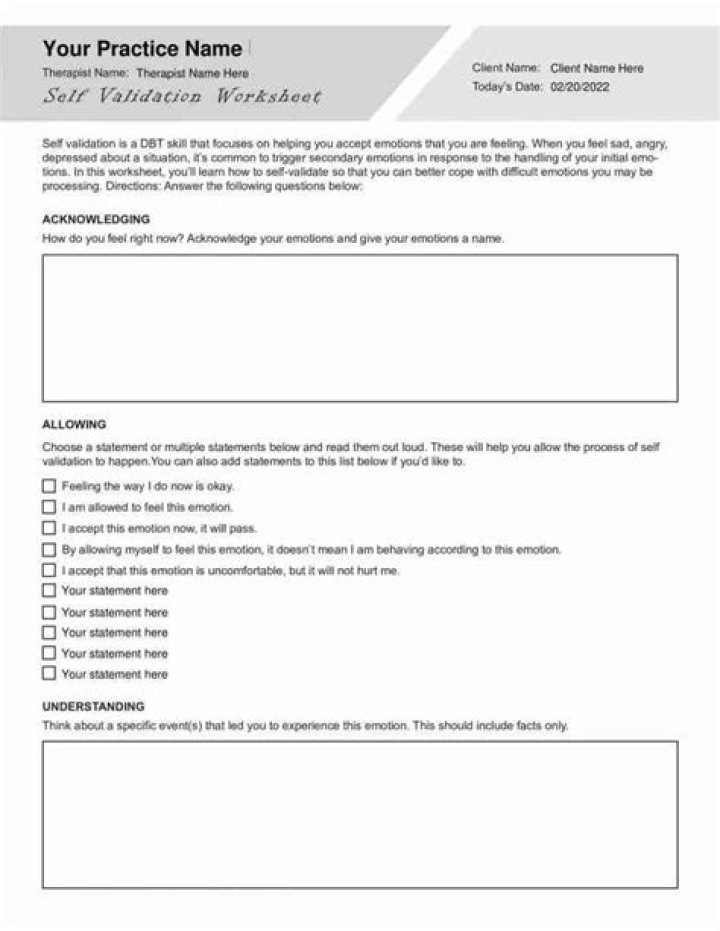 Free DBT Self-Validation Worksheet PDF – Practice DBT Skills Anytime