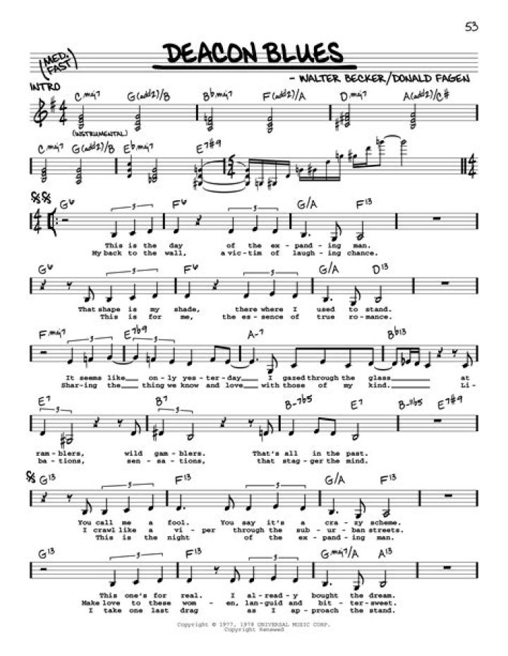 Deacon Blues Lead Sheet PDF – Easy Guitar Arrangement