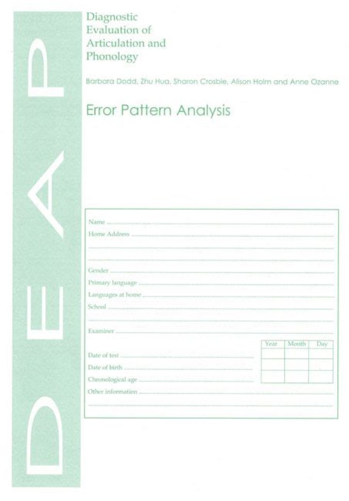 Deap Test of Articulation PDF: Accurate Speech Assessment & Practice