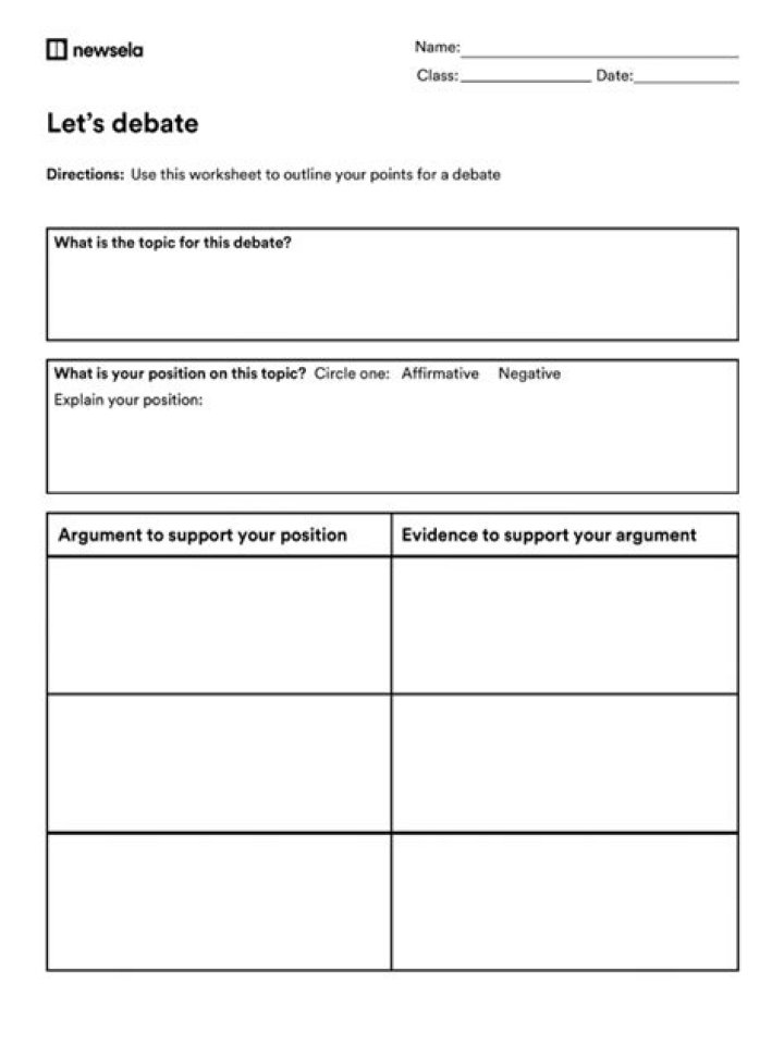 Free Debate Worksheets PDF for Effective Classroom Discussion