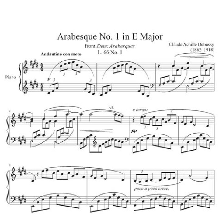 Debussy Arabesque No 1 Piano Sheet Music PDF – Downloadable Score