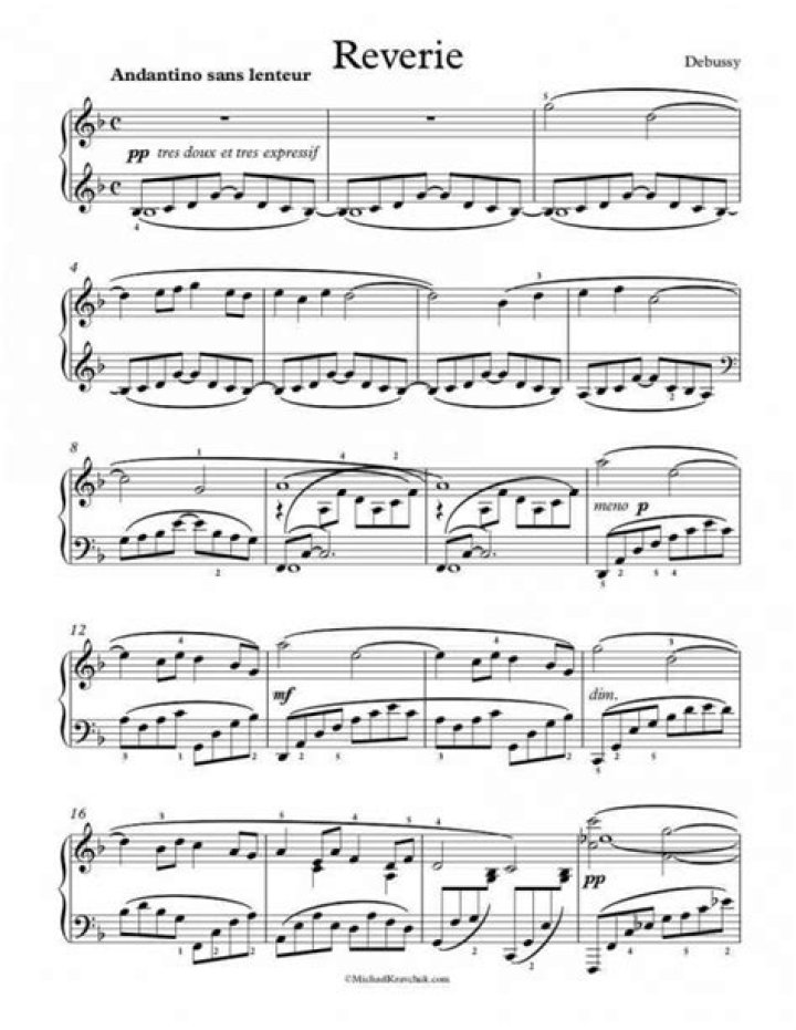 Debussy's Reverie Piano Sheet Music PDF Download