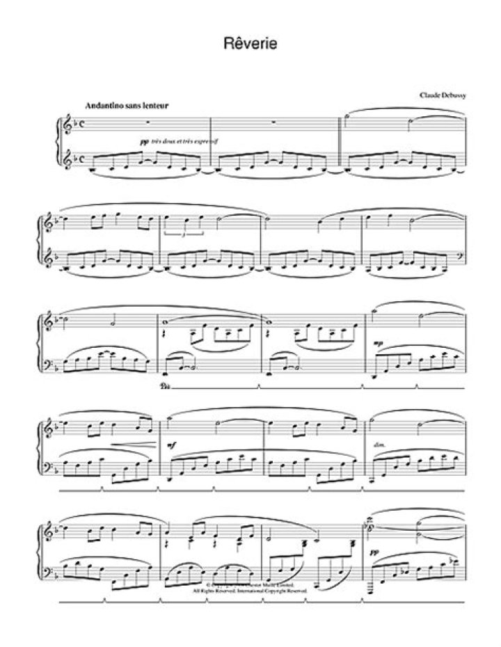 Debussy's Reverie Sheet Music PDF Free Download