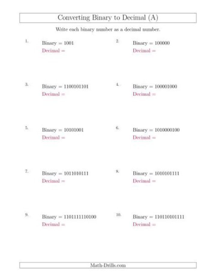 Decimal to Binary Questions PDF: Step-by-Step Solutions & Practice Exercises