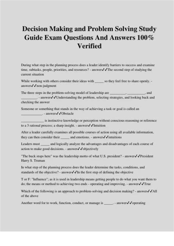 Mastering Decision Making and Problem Solving: Expert Questions and Answers PDF
