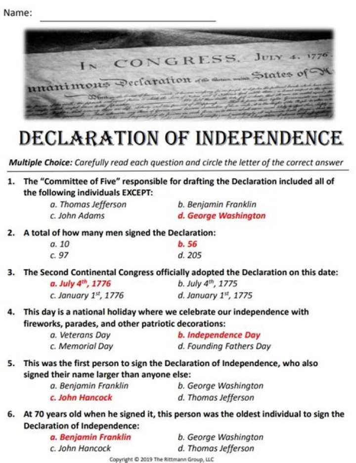 Declaration of Independence Questions & Answers PDF – Complete Guide