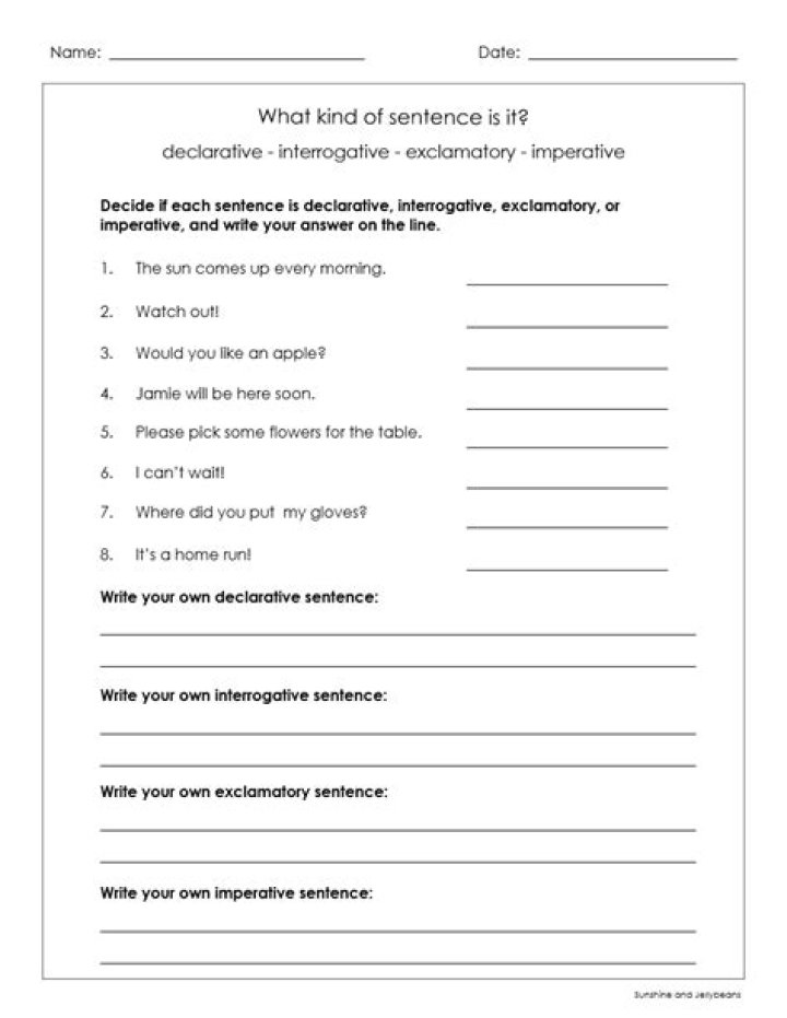 Declarative, Interrogative & Imperative Exclamatory Worksheets PDF – Instant Practice