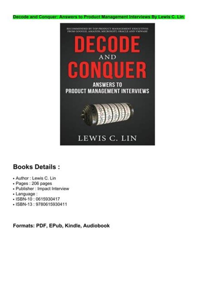 Decode & Conquer Product Management Interview PDF Answers