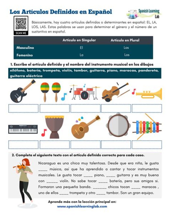 Definite Articles in Spanish: Free Worksheet PDF for Students