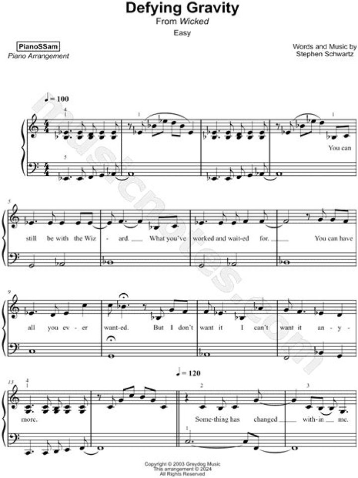 Defying Gravity: Free Sheet Music PDF for Glee Performances