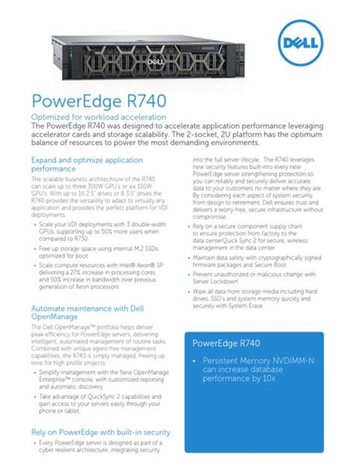 Dell R740 Spec Sheet PDF: Full Hardware Specifications & Performance Details