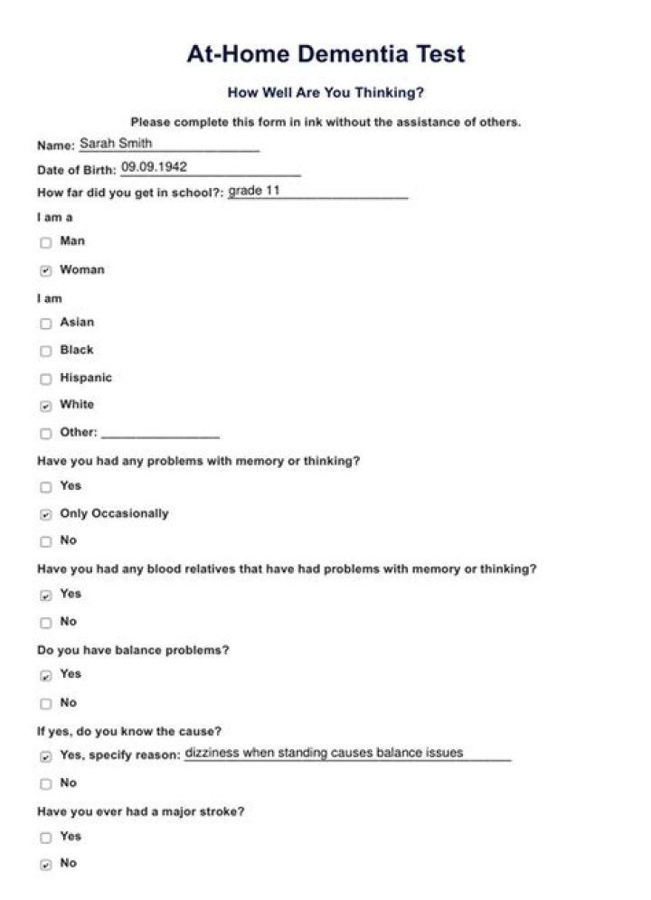 Dementia Test Questions and Answers PDF for Accurate Screening