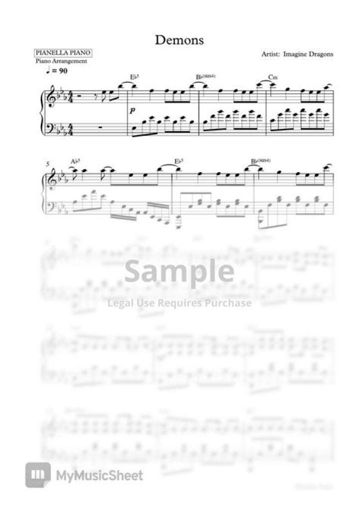Download Free Demons Piano Sheet PDF – Instant Download