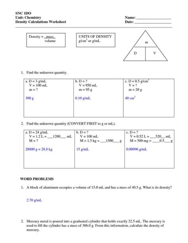 Solve Density Problems with Step-by-Step Answers PDF