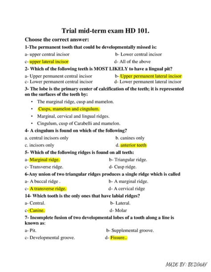 Dental Anatomy Questions and Answers PDF: Master Oral Structure & Functions