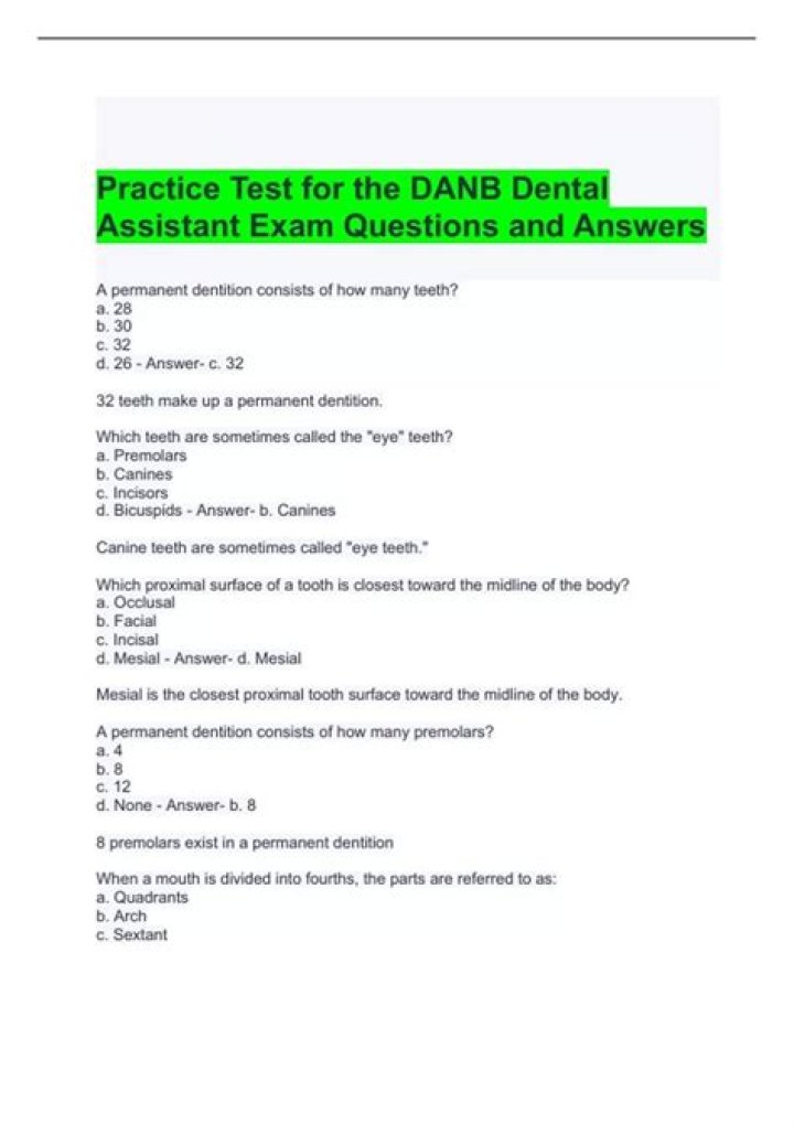 Free Download: Dental Assistant Exam Questions and Answers PDF